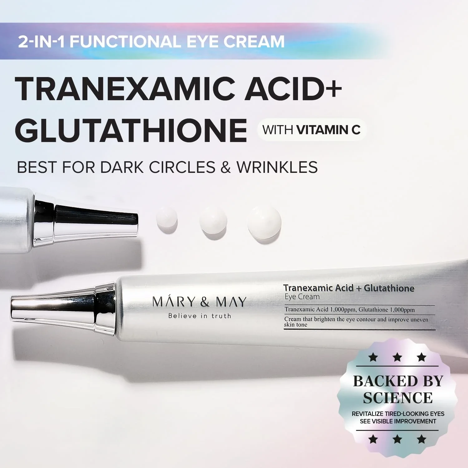 MARY & MAY Tranexamic Acid+Glutathione Eye Cream - 12g