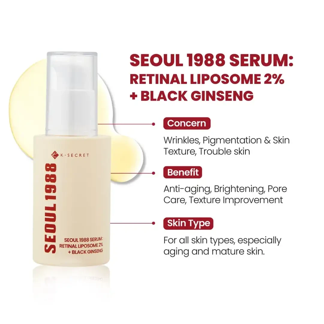 KSECRET Seoul 1988 Serum  Retinal Liposome 2% + Black Ginseng – 30ml
