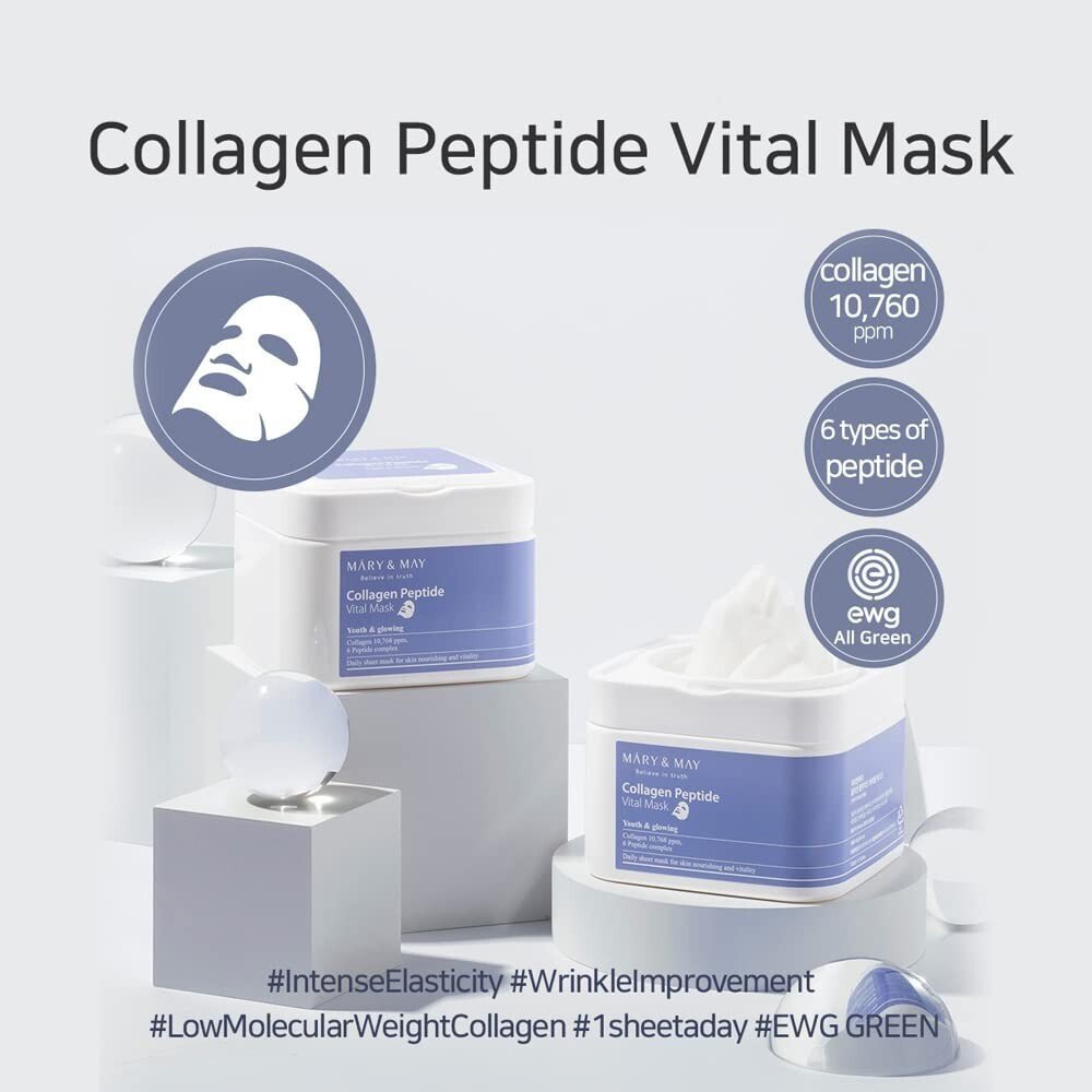 MARY & MAY Collagen Peptide Vital Mask 30 sheets - 400ml