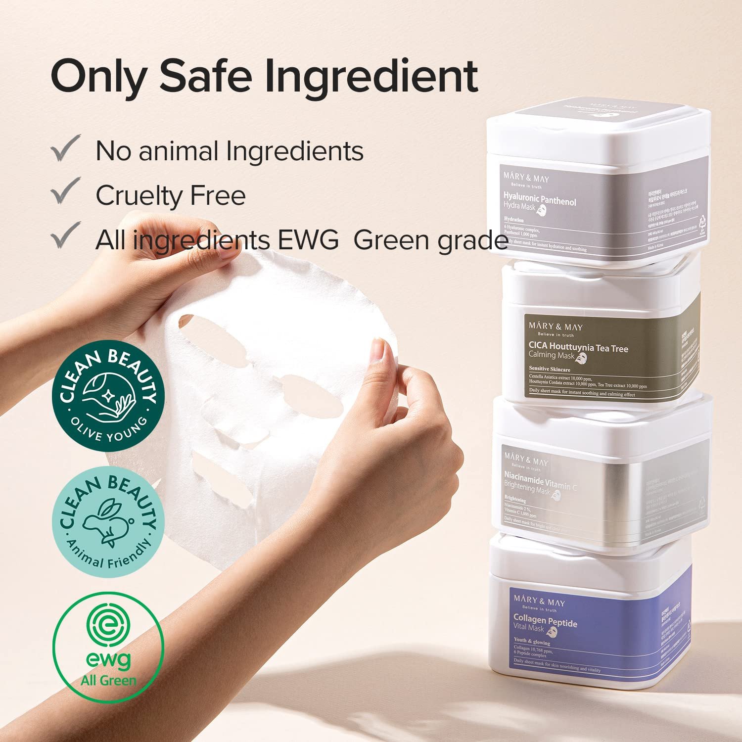 MARY & MAY Collagen Peptide Vital Mask 30 sheets - 400ml
