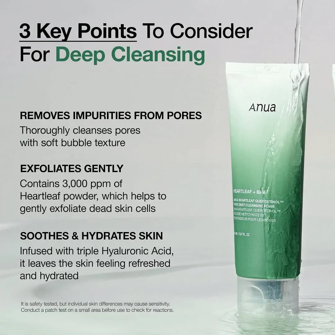 Anua Heartleaf + BHA Quercetinol Pore Deep Cleansing Foam 150ml (New Packaging)